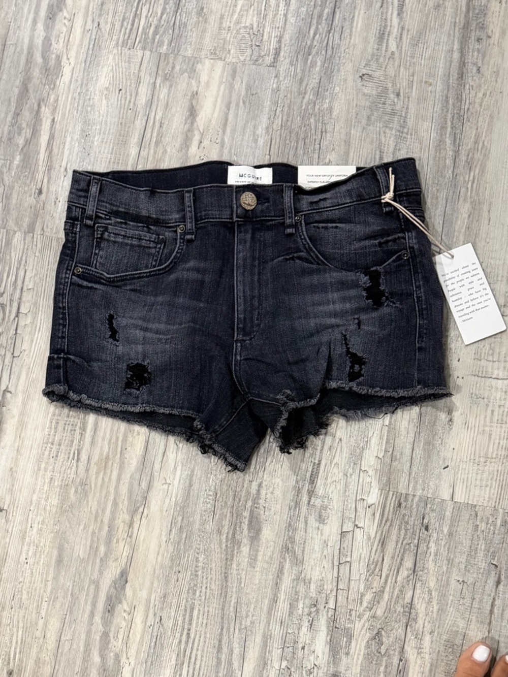 NWT McGuire Distressed Black Denim Cutoff Shorts